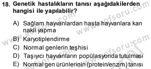 Temel Veteriner Patoloji Dersi 2014 - 2015 Yılı Tek Ders Sınav Soruları 18. Soru