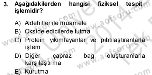 Temel Veteriner Patoloji Dersi 2014 - 2015 Yılı Tek Ders Sınav Soruları 3. Soru