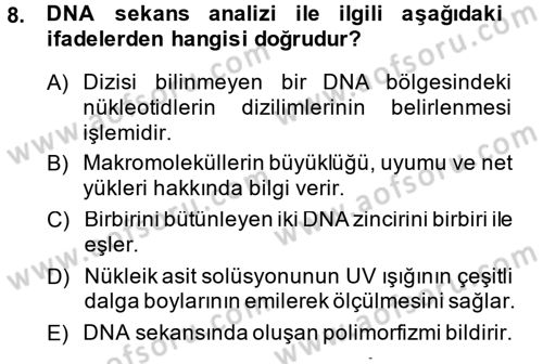 Temel Veteriner Patoloji Dersi 2014 - 2015 Yılı Tek Ders Sınav Soruları 8. Soru