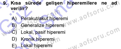 Temel Veteriner Patoloji Dersi 2015 - 2016 Yılı (Final) Dönem Sonu Sınav Soruları 9. Soru