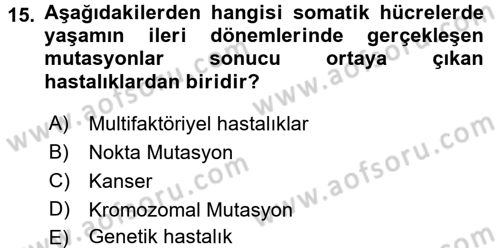 Temel Veteriner Patoloji Dersi 2015 - 2016 Yılı Tek Ders Sınav Soruları 15. Soru