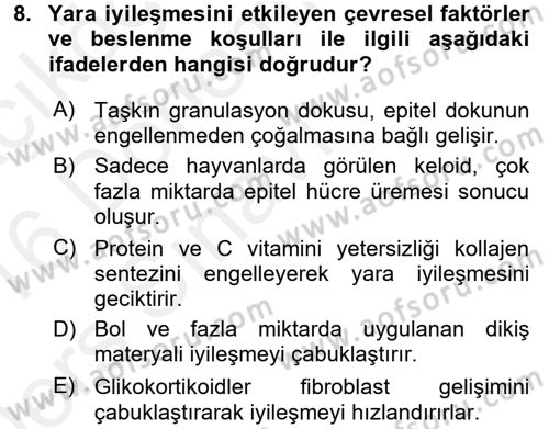 Temel Veteriner Patoloji Dersi 2015 - 2016 Yılı Tek Ders Sınav Soruları 8. Soru