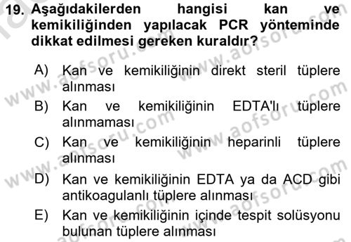 Temel Veteriner Patoloji Dersi 2016 - 2017 Yılı (Vize) Ara Sınav Soruları 19. Soru