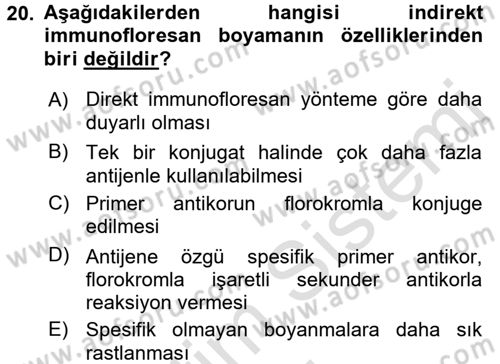 Temel Veteriner Patoloji Dersi 2016 - 2017 Yılı (Vize) Ara Sınav Soruları 20. Soru