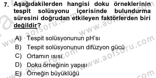 Temel Veteriner Patoloji Dersi 2016 - 2017 Yılı (Vize) Ara Sınav Soruları 7. Soru