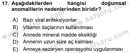 Temel Veteriner Patoloji Dersi 2016 - 2017 Yılı (Final) Dönem Sonu Sınav Soruları 17. Soru