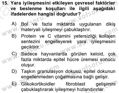 Temel Veteriner Patoloji Dersi 2017 - 2018 Yılı 3 Ders Sınav Soruları 15. Soru
