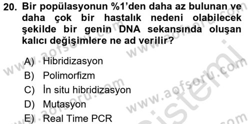 Temel Veteriner Patoloji Dersi 2017 - 2018 Yılı (Vize) Ara Sınav Soruları 20. Soru
