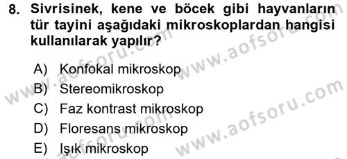 Temel Veteriner Patoloji Dersi 2017 - 2018 Yılı (Vize) Ara Sınav Soruları 8. Soru