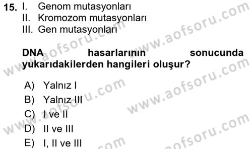 Temel Veteriner Patoloji Dersi 2017 - 2018 Yılı (Final) Dönem Sonu Sınav Soruları 15. Soru