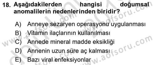 Temel Veteriner Patoloji Dersi 2018 - 2019 Yılı 3 Ders Sınav Soruları 18. Soru