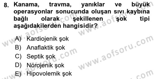 Temel Veteriner Patoloji Dersi 2018 - 2019 Yılı (Final) Dönem Sonu Sınav Soruları 8. Soru