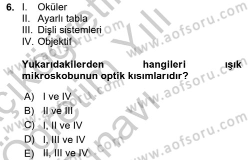 Temel Veteriner Patoloji Dersi 2018 - 2019 Yılı Yaz Okulu Sınav Soruları 6. Soru