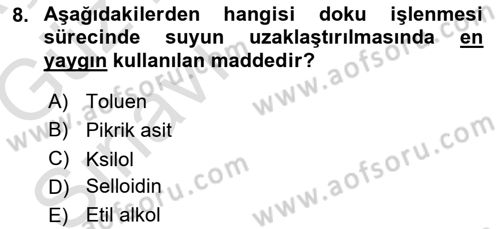 Temel Veteriner Patoloji Dersi Ara Sınavı Deneme Sınav Soruları 8. Soru