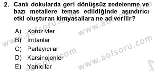Temel Veteriner Patoloji Dersi 2020 - 2021 Yılı Yaz Okulu Sınav Soruları 2. Soru