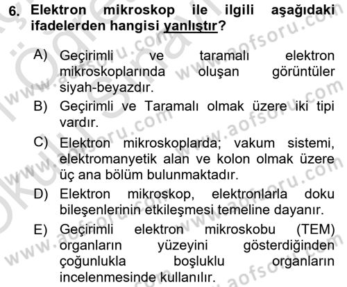 Temel Veteriner Patoloji Dersi 2020 - 2021 Yılı Yaz Okulu Sınav Soruları 6. Soru