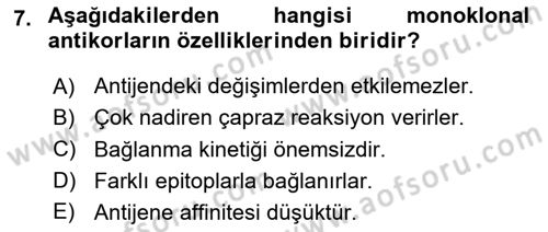Temel Veteriner Patoloji Dersi 2020 - 2021 Yılı Yaz Okulu Sınav Soruları 7. Soru