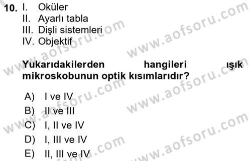 Temel Veteriner Patoloji Dersi Ara Sınavı Deneme Sınav Soruları 10. Soru