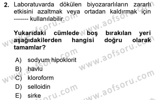 Temel Veteriner Patoloji Dersi 2021 - 2022 Yılı (Vize) Ara Sınav Soruları 2. Soru