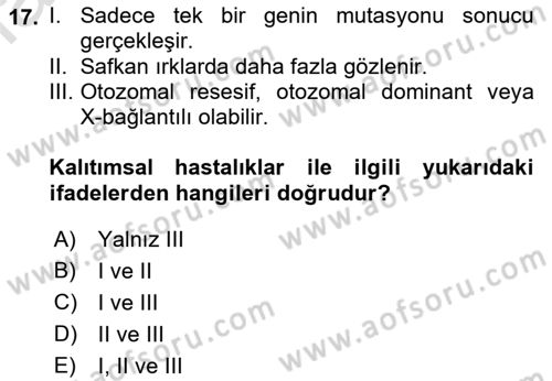Temel Veteriner Patoloji Dersi 2021 - 2022 Yılı (Final) Dönem Sonu Sınav Soruları 17. Soru