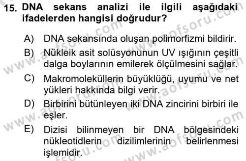 Temel Veteriner Patoloji Dersi Ara Sınavı Deneme Sınav Soruları 15. Soru