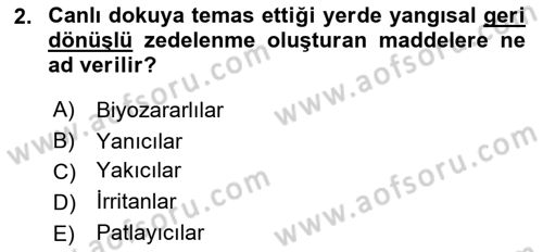Temel Veteriner Patoloji Dersi Ara Sınavı Deneme Sınav Soruları 2. Soru