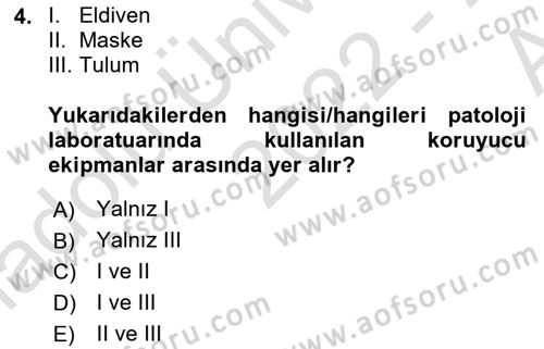 Temel Veteriner Patoloji Dersi Ara Sınavı Deneme Sınav Soruları 4. Soru