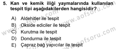 Temel Veteriner Patoloji Dersi 2022 - 2023 Yılı (Vize) Ara Sınav Soruları 5. Soru