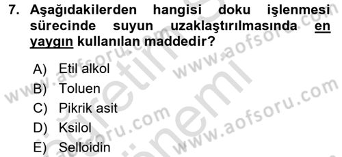 Temel Veteriner Patoloji Dersi Ara Sınavı Deneme Sınav Soruları 7. Soru