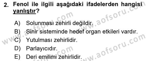Temel Veteriner Patoloji Dersi Ara Sınavı Deneme Sınav Soruları 2. Soru