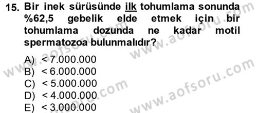 Doğum Bilgisi ve Suni Tohumlama Dersi 2012 - 2013 Yılı (Vize) Ara Sınav Soruları 15. Soru