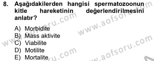 Doğum Bilgisi ve Suni Tohumlama Dersi 2012 - 2013 Yılı (Vize) Ara Sınav Soruları 8. Soru