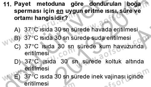 Doğum Bilgisi ve Suni Tohumlama Dersi 2013 - 2014 Yılı (Vize) Ara Sınav Soruları 11. Soru