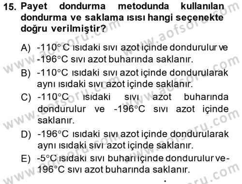 Doğum Bilgisi ve Suni Tohumlama Dersi 2013 - 2014 Yılı (Vize) Ara Sınav Soruları 15. Soru