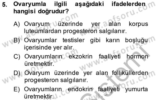 Doğum Bilgisi ve Suni Tohumlama Dersi 2013 - 2014 Yılı (Vize) Ara Sınav Soruları 5. Soru