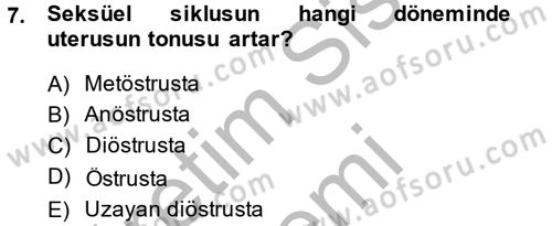 Doğum Bilgisi ve Suni Tohumlama Dersi 2013 - 2014 Yılı (Final) Dönem Sonu Sınav Soruları 7. Soru