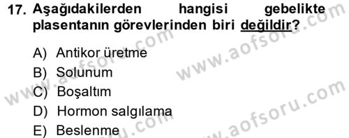 Doğum Bilgisi ve Suni Tohumlama Dersi 2014 - 2015 Yılı (Vize) Ara Sınav Soruları 17. Soru