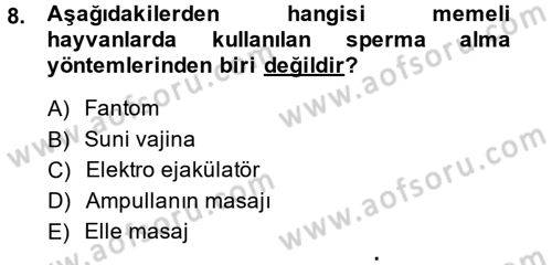 Doğum Bilgisi ve Suni Tohumlama Dersi 2014 - 2015 Yılı (Vize) Ara Sınav Soruları 8. Soru