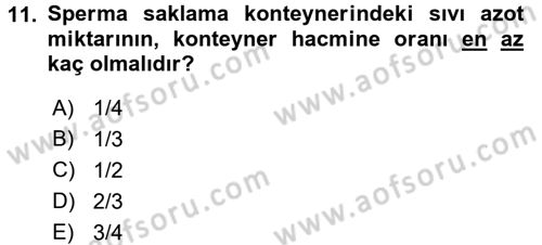 Doğum Bilgisi ve Suni Tohumlama Dersi 2015 - 2016 Yılı (Vize) Ara Sınav Soruları 11. Soru