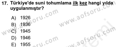 Doğum Bilgisi ve Suni Tohumlama Dersi 2015 - 2016 Yılı (Vize) Ara Sınav Soruları 17. Soru