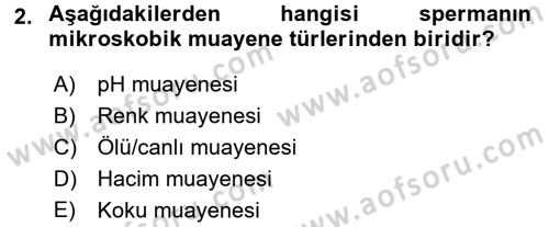 Doğum Bilgisi ve Suni Tohumlama Dersi 2015 - 2016 Yılı (Vize) Ara Sınav Soruları 2. Soru
