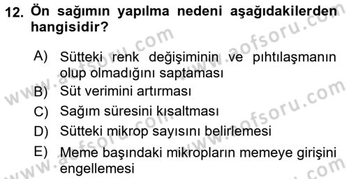 Doğum Bilgisi ve Suni Tohumlama Dersi 2015 - 2016 Yılı (Final) Dönem Sonu Sınav Soruları 12. Soru