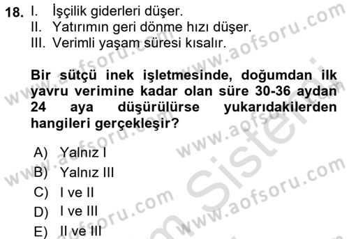 Doğum Bilgisi ve Suni Tohumlama Dersi 2015 - 2016 Yılı (Final) Dönem Sonu Sınav Soruları 18. Soru