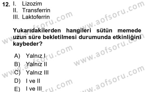 Doğum Bilgisi ve Suni Tohumlama Dersi 2016 - 2017 Yılı 3 Ders Sınav Soruları 12. Soru