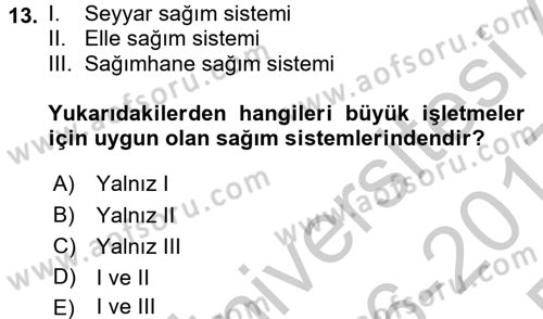 Doğum Bilgisi ve Suni Tohumlama Dersi 2016 - 2017 Yılı 3 Ders Sınav Soruları 13. Soru