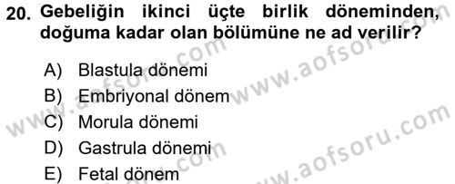 Doğum Bilgisi ve Suni Tohumlama Dersi 2016 - 2017 Yılı (Vize) Ara Sınav Soruları 20. Soru