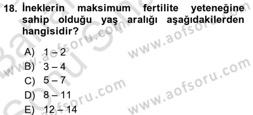 Doğum Bilgisi ve Suni Tohumlama Dersi 2016 - 2017 Yılı (Final) Dönem Sonu Sınav Soruları 18. Soru
