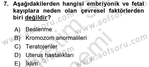 Doğum Bilgisi ve Suni Tohumlama Dersi 2016 - 2017 Yılı (Final) Dönem Sonu Sınav Soruları 7. Soru