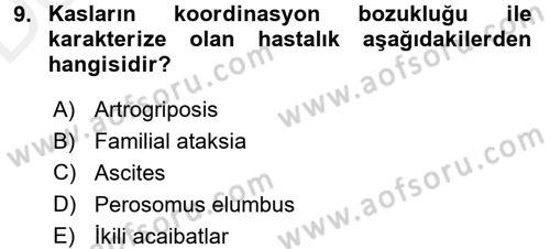 Doğum Bilgisi ve Suni Tohumlama Dersi 2017 - 2018 Yılı 3 Ders Sınav Soruları 9. Soru