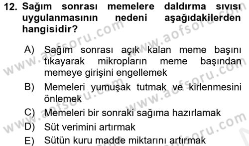 Doğum Bilgisi ve Suni Tohumlama Dersi 2017 - 2018 Yılı (Final) Dönem Sonu Sınav Soruları 12. Soru